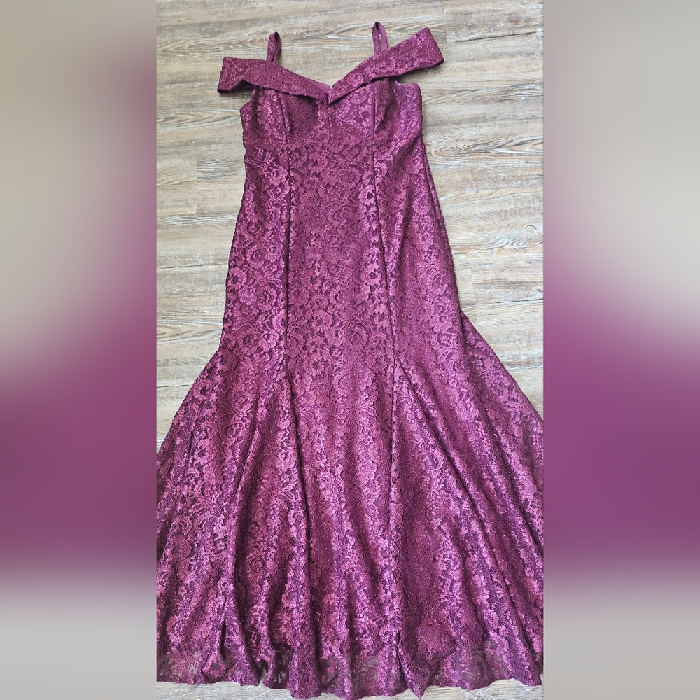 R&M Richards Deep Purple Lace Dress
